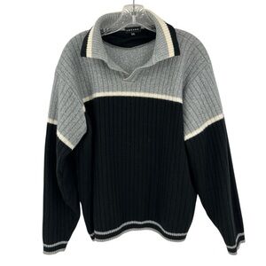 ABRAMS Marina wool V-neck Black & Grey sweater SZ XXL